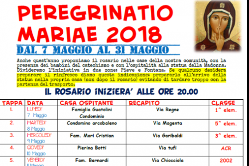 7-31 Maggio | “Peregrinatio Mariae 2018”