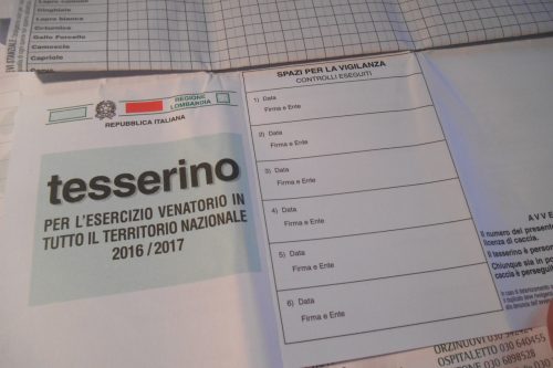 Distribuzione tesserini venatori per la stagione di caccia