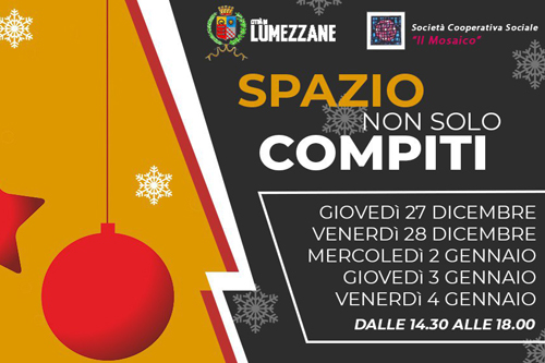 “Spazio (non solo) Compiti”: apertura vacanze invernali