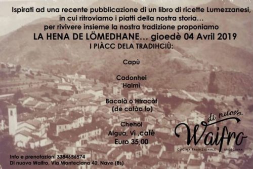 “Hena de Lömedhane”: cena tipica lumezzanese tra buon cibo e dialetto