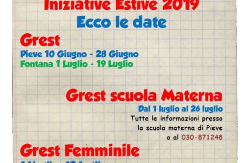 ESTATE E GREST! ECCO LE DATE!